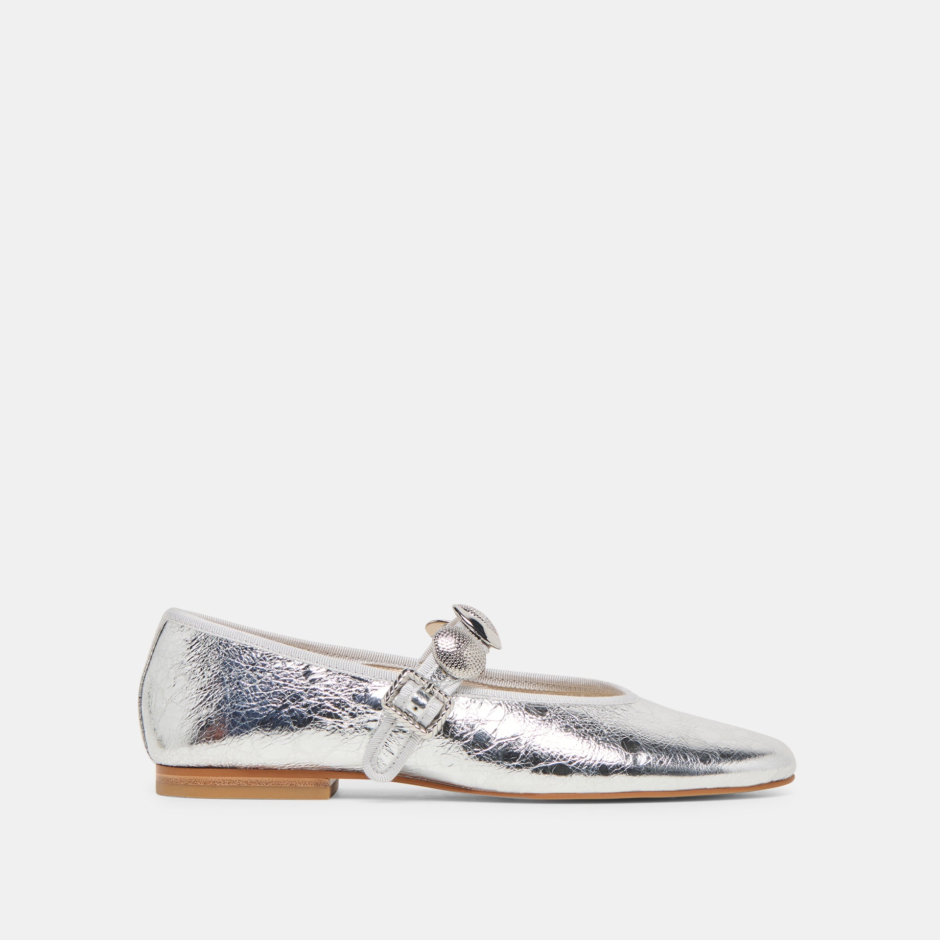 silver flat dress shoes Relan Ballet Flats in Silver | Size 10