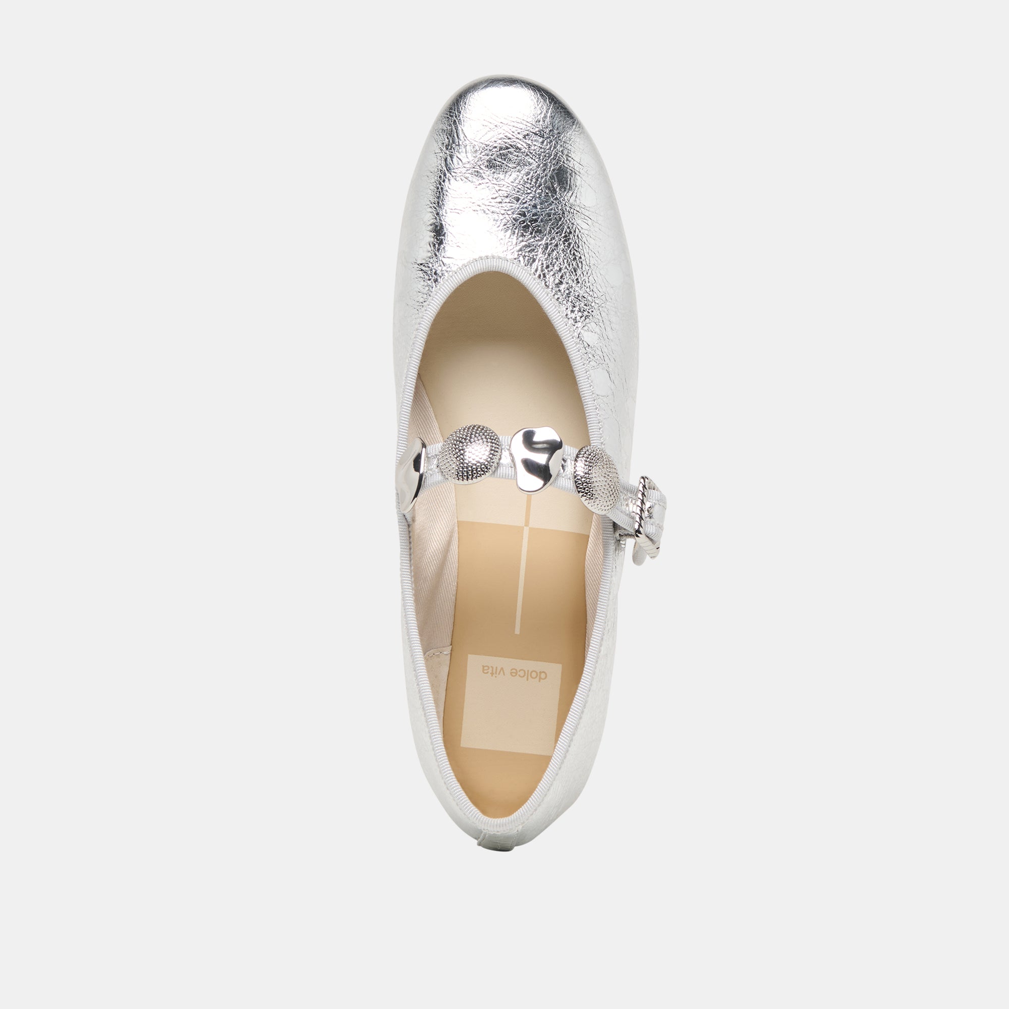 Relan Silver Distressed Leather Ballet Flats Dolce Vita