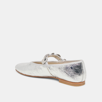 RELAN BALLET FLATS SILVER DISTRESSED LEATHER