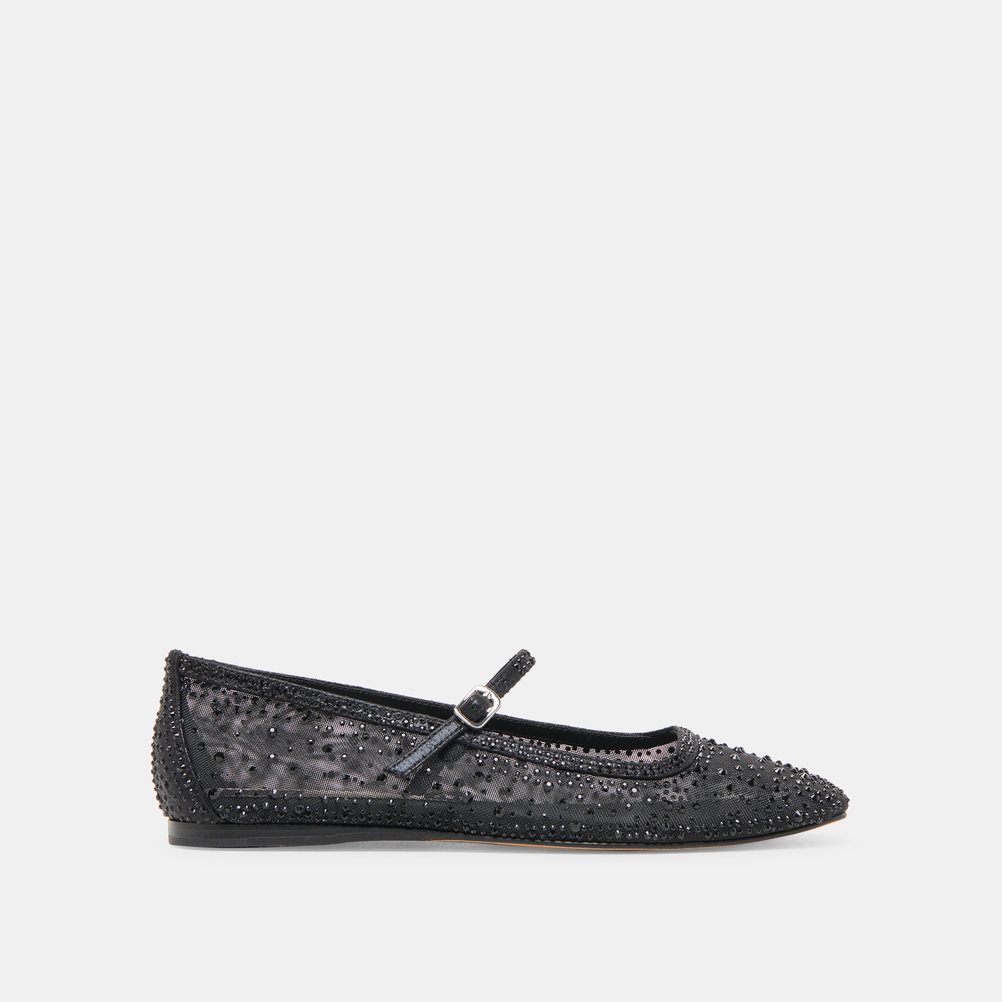 Dolce Vita Reyes Crystal Ballet Flats Black Mesh - Grey
