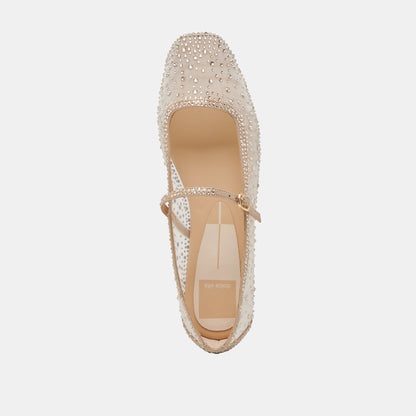 REYES CRYSTAL BALLET FLATS GOLD MESH