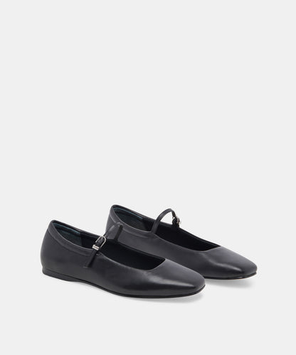 REYES BALLET FLATS BLACK LEATHER