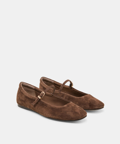 REYES BALLET FLATS DK BROWN SUEDE