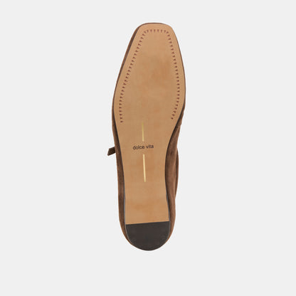 REYES WIDE BALLET FLATS DK BROWN SUEDE