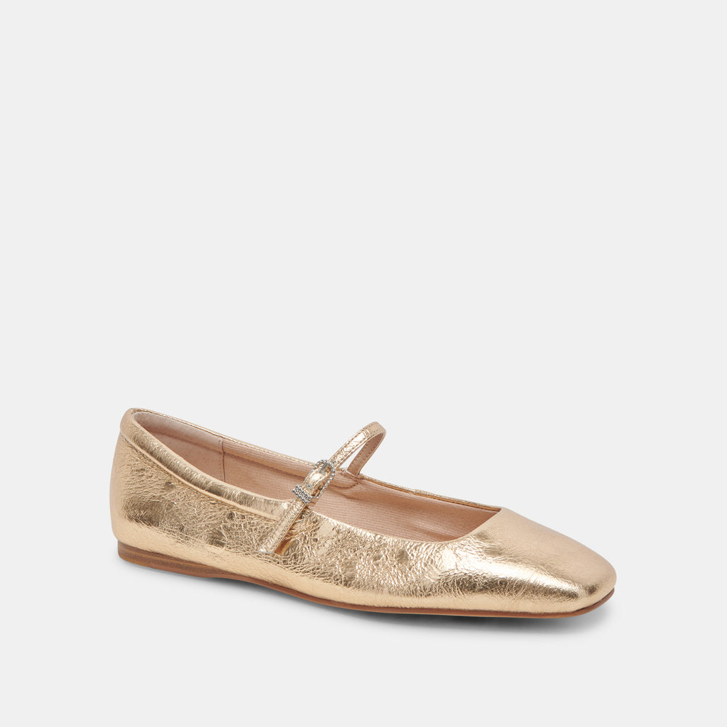 REYES BALLET FLATS GOLD DISTRESSED LEATHER - image 5