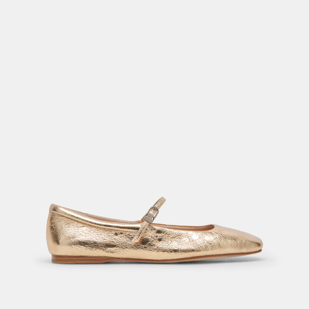 REYES BALLET FLATS GOLD DISTRESSED LEATHER - image 1