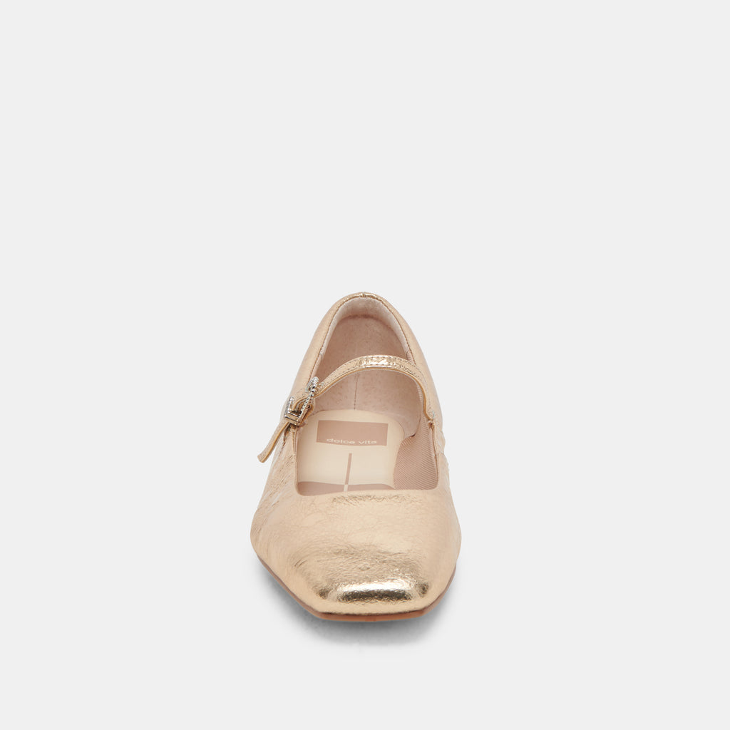 REYES BALLET FLATS GOLD DISTRESSED LEATHER - image 12