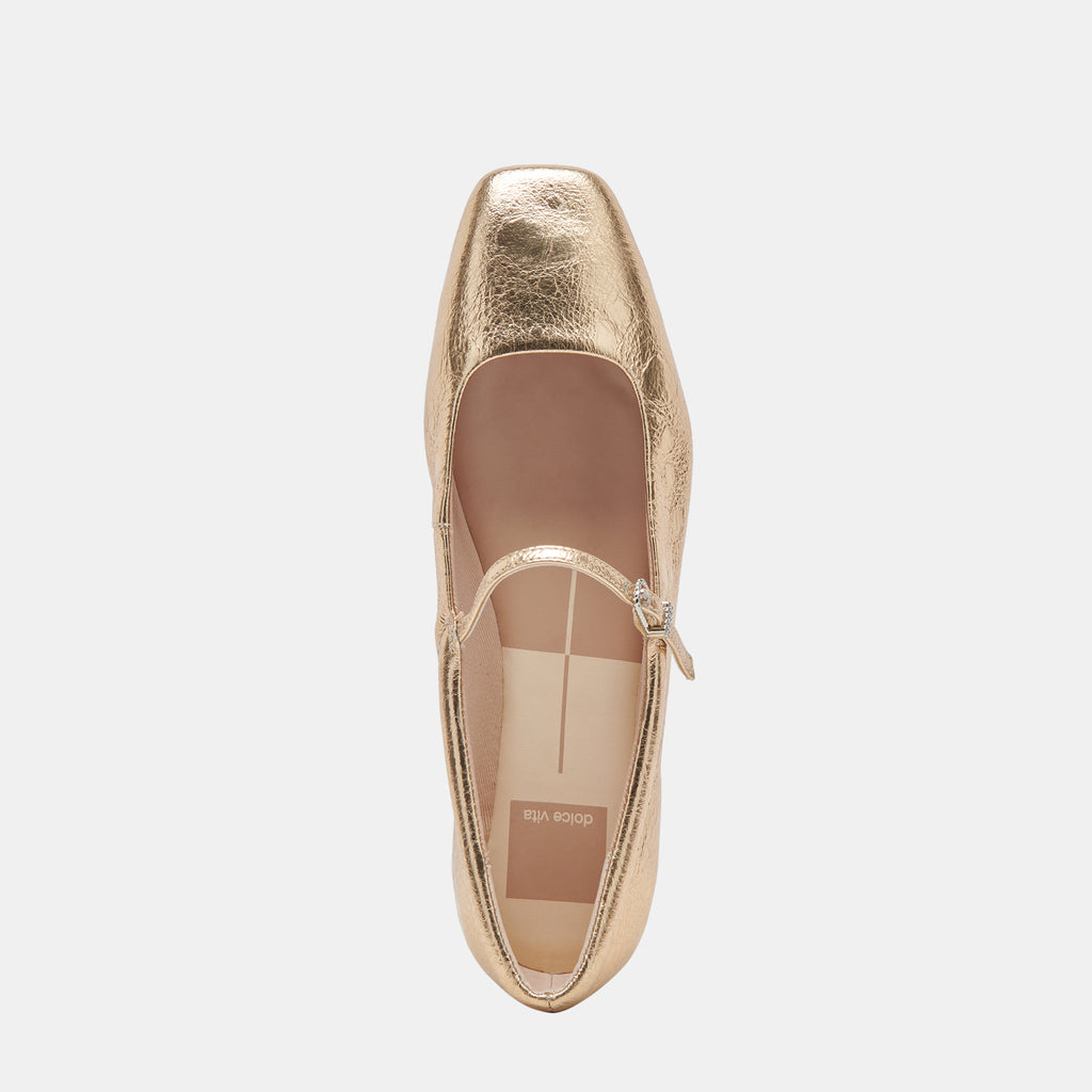 REYES WIDE BALLET FLATS GOLD DISTRESSED LEATHER - image 8