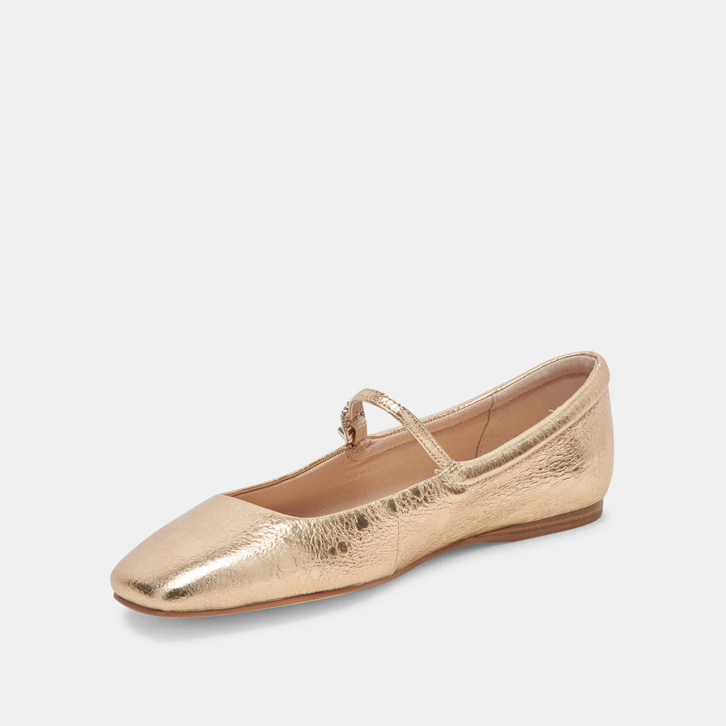 REYES WIDE BALLET FLATS GOLD DISTRESSED LEATHER - image 4