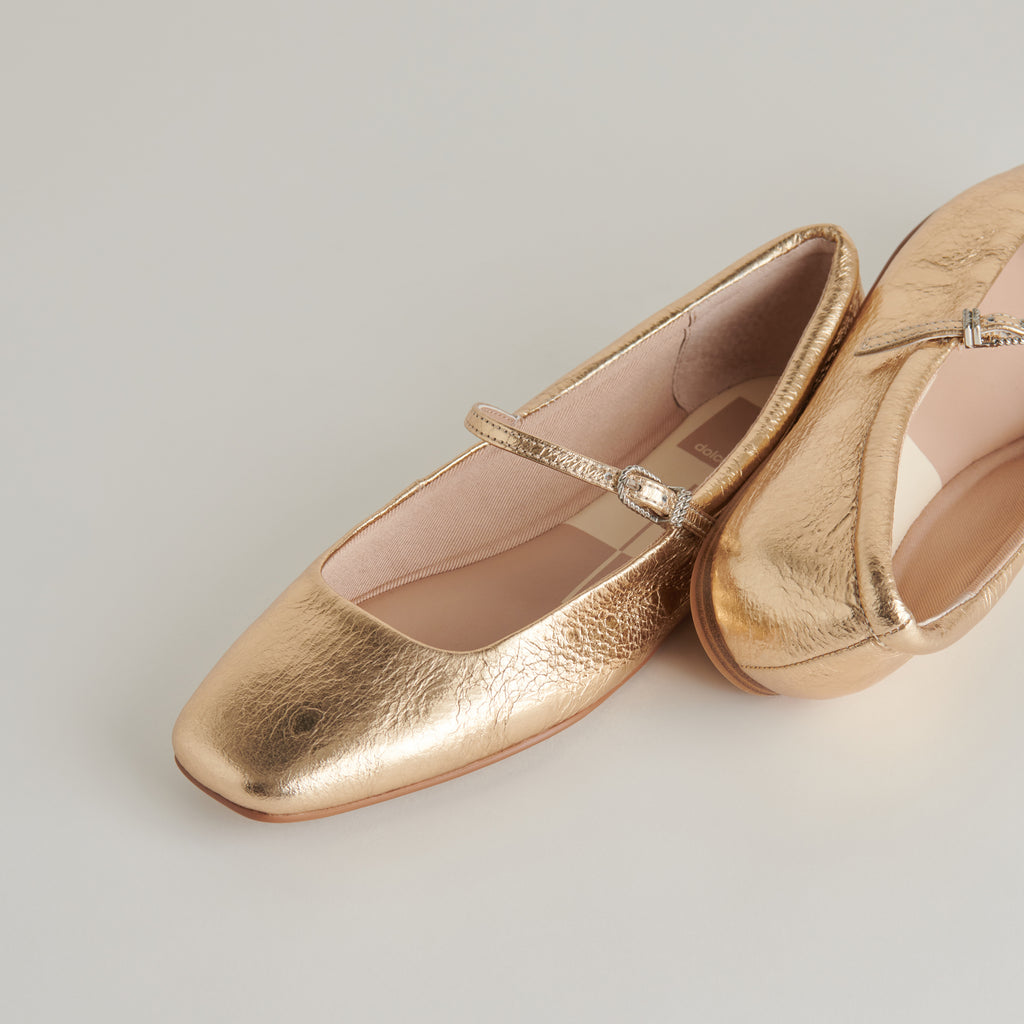 REYES BALLET FLATS GOLD DISTRESSED LEATHER - image 8