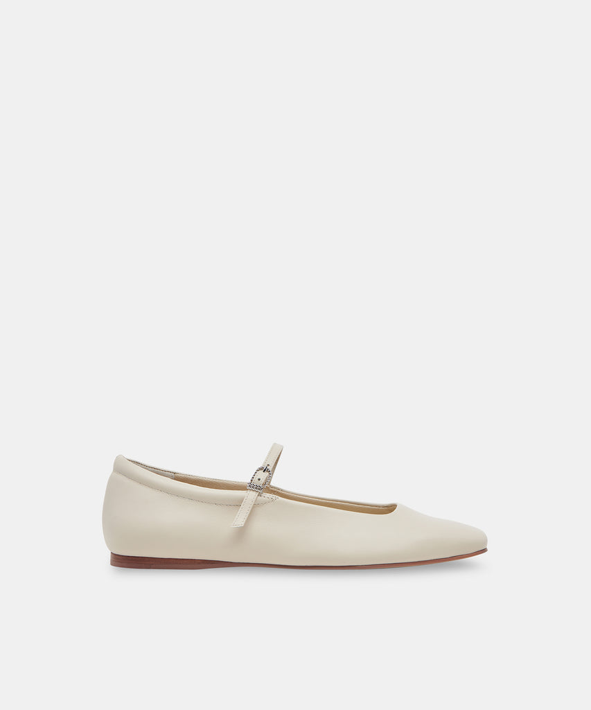 REYES Wide Width Ivory Leather Mary-Jane Ballet Flats | Dolce Vita