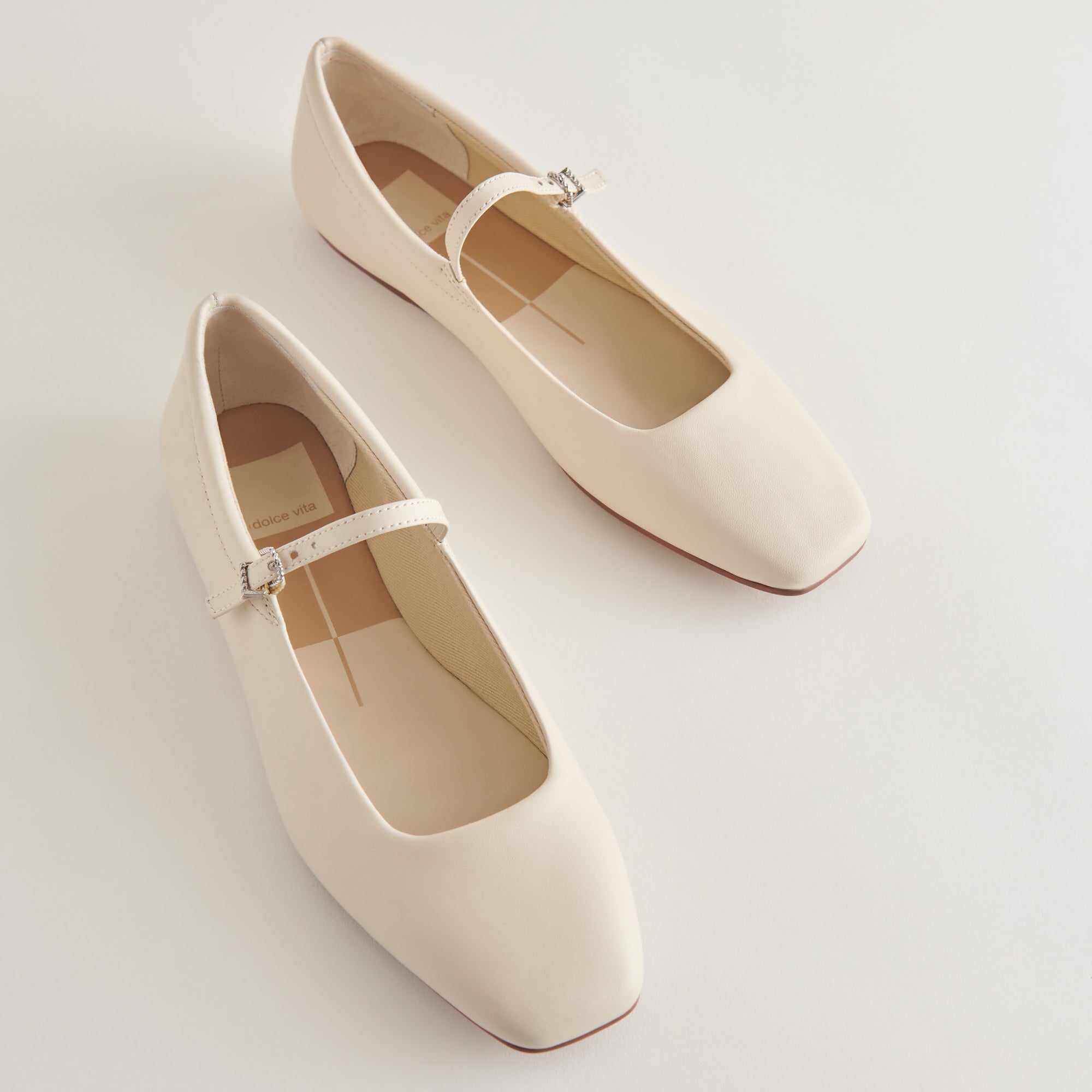 Dolce Vita Reyes Leather Mary Jane Ballet Flats, Womens, 10, Ivory