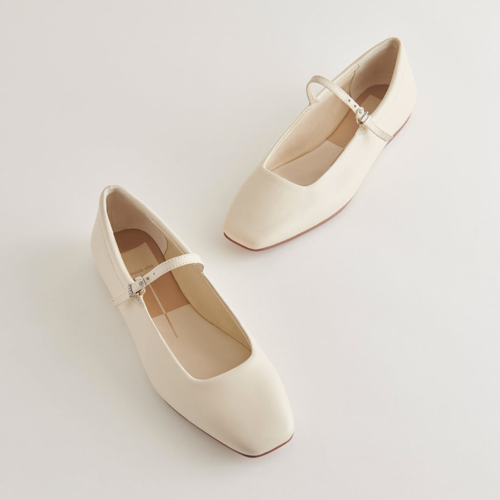 REYES WIDE BALLET FLATS IVORY LEATHER - image 4