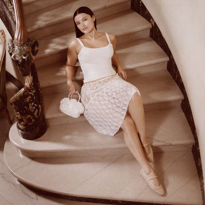 AUBREY HANDBAG WHITE SATIN