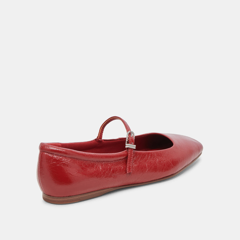 REYES WIDE BALLET FLATS RED CRINKLE PATENT - image 2