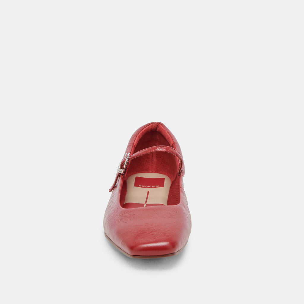 REYES WIDE BALLET FLATS RED CRINKLE PATENT - image 5