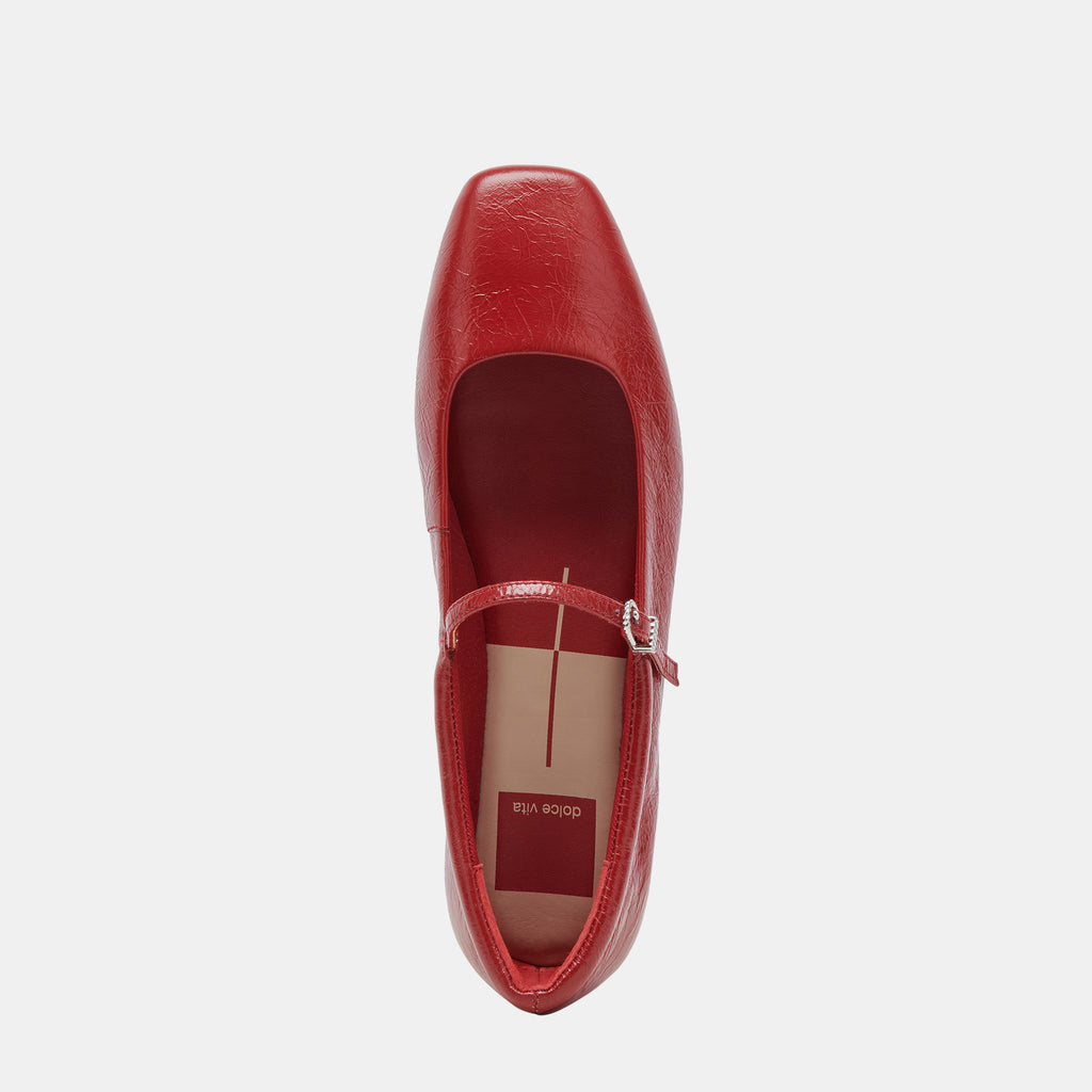 REYES WIDE BALLET FLATS RED CRINKLE PATENT - image 7