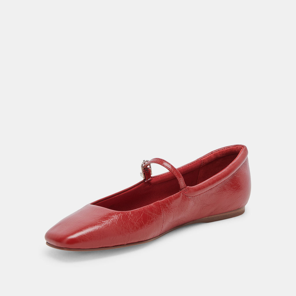 REYES WIDE BALLET FLATS RED CRINKLE PATENT - image 3