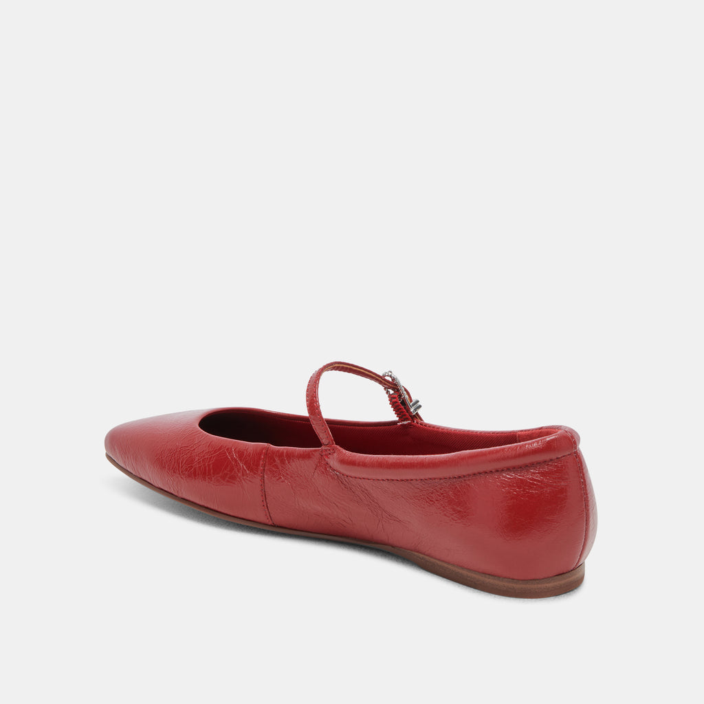 REYES WIDE BALLET FLATS RED CRINKLE PATENT - image 4