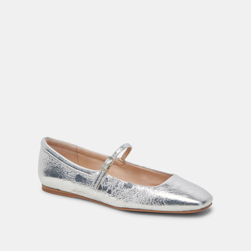 REYES WIDE BALLET FLATS SILVER DISTRESSED LEATHER - image 2