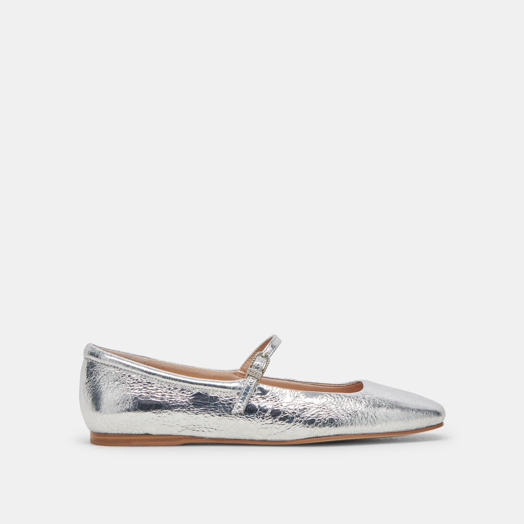 REYES WIDE BALLET FLATS SILVER DISTRESSED LEATHER - image 1