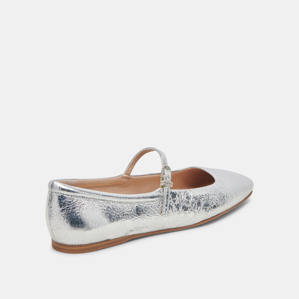 REYES WIDE BALLET FLATS SILVER DISTRESSED LEATHER - image 3