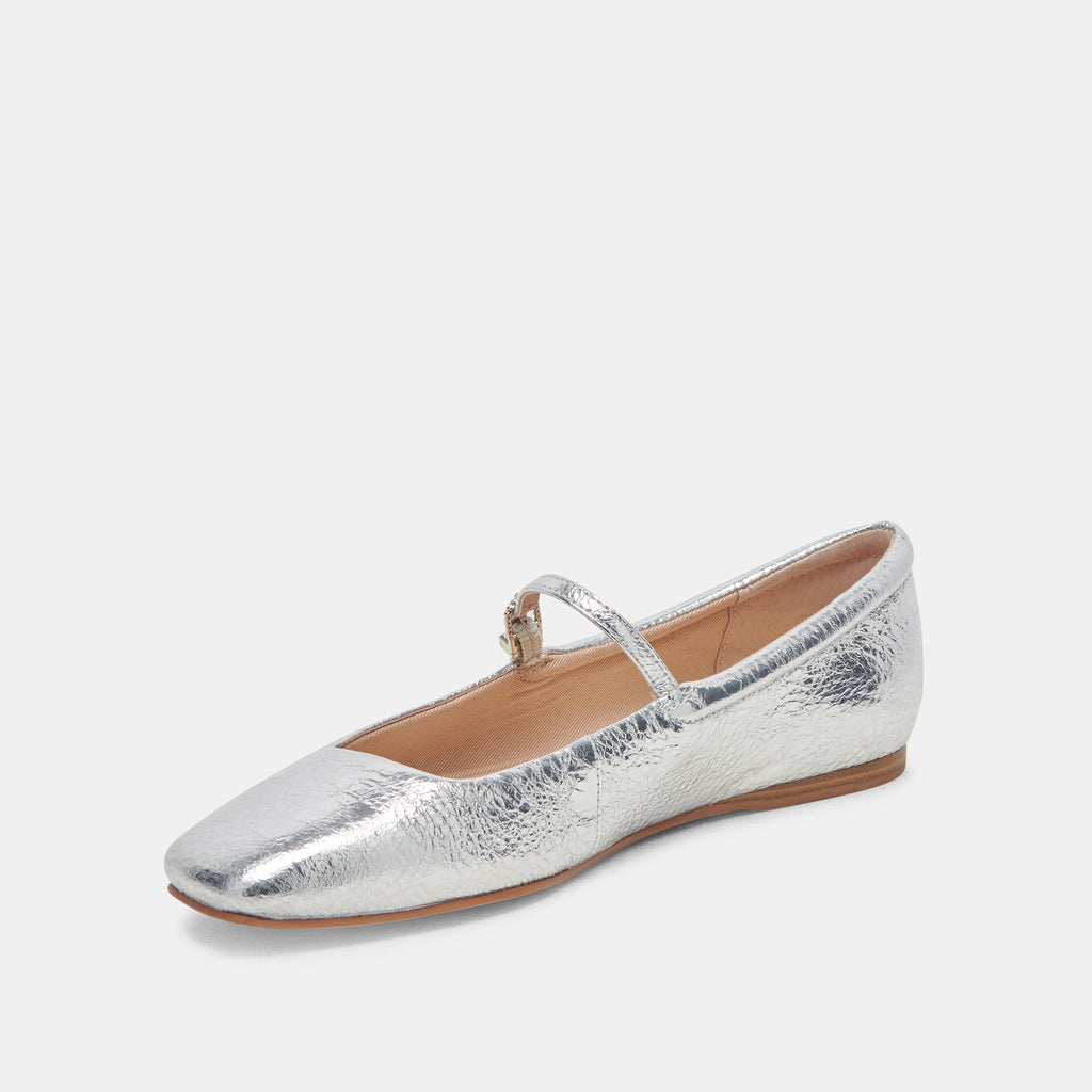 REYES BALLET FLATS SILVER DISTRESSED LEATHER - image 9