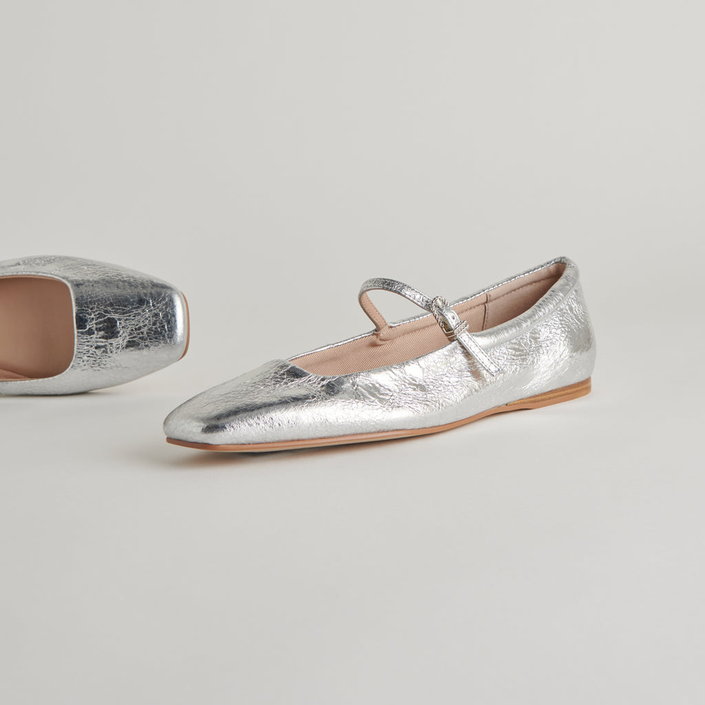REYES BALLET FLATS SILVER DISTRESSED LEATHER - image 5