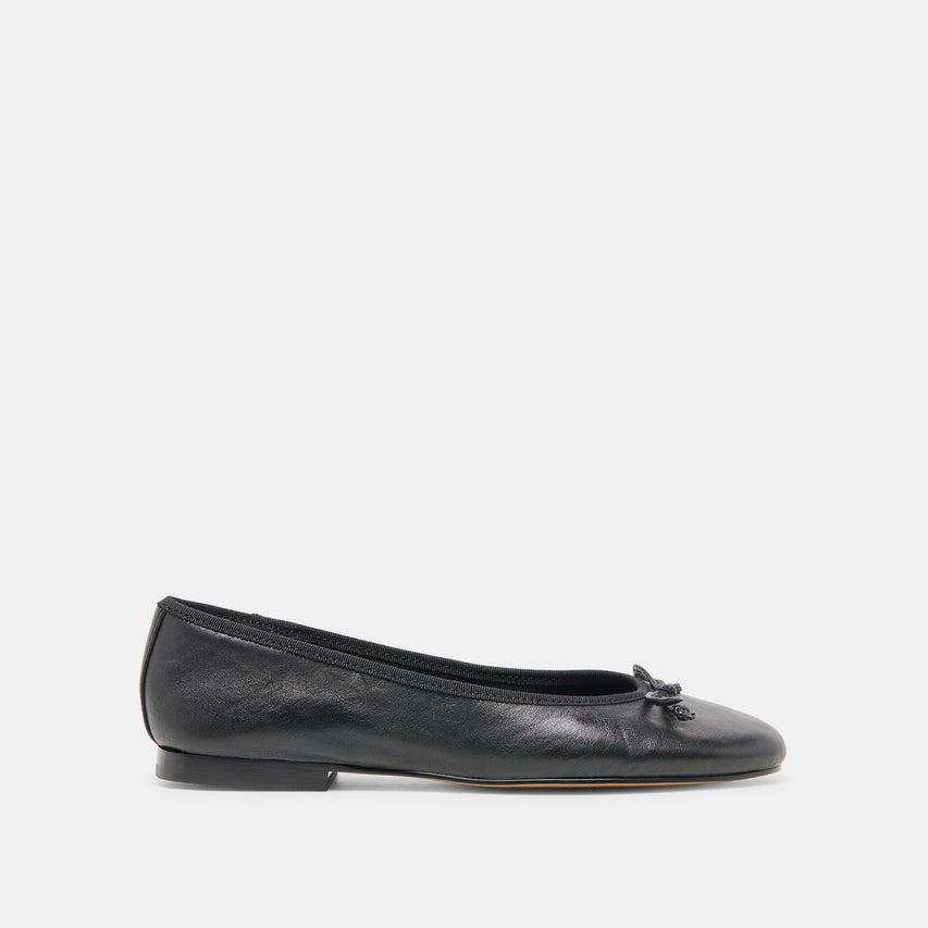 Ritla Wide Black Leather Ballet Flats | Dolce Vita