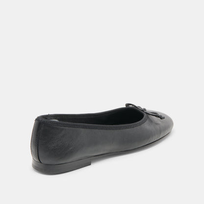 RITLA WIDE BALLET FLATS BLACK LEATHER