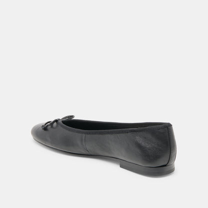 RITLA WIDE BALLET FLATS BLACK LEATHER