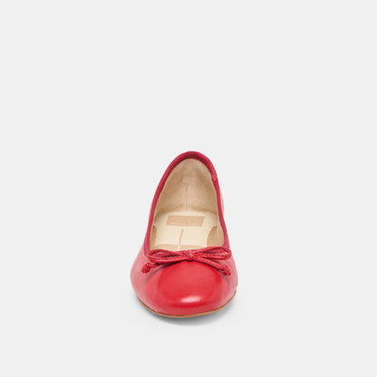 RITLA WIDE BALLET FLATS CHERRY LEATHER