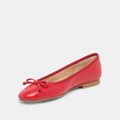 RITLA WIDE BALLET FLATS CHERRY LEATHER