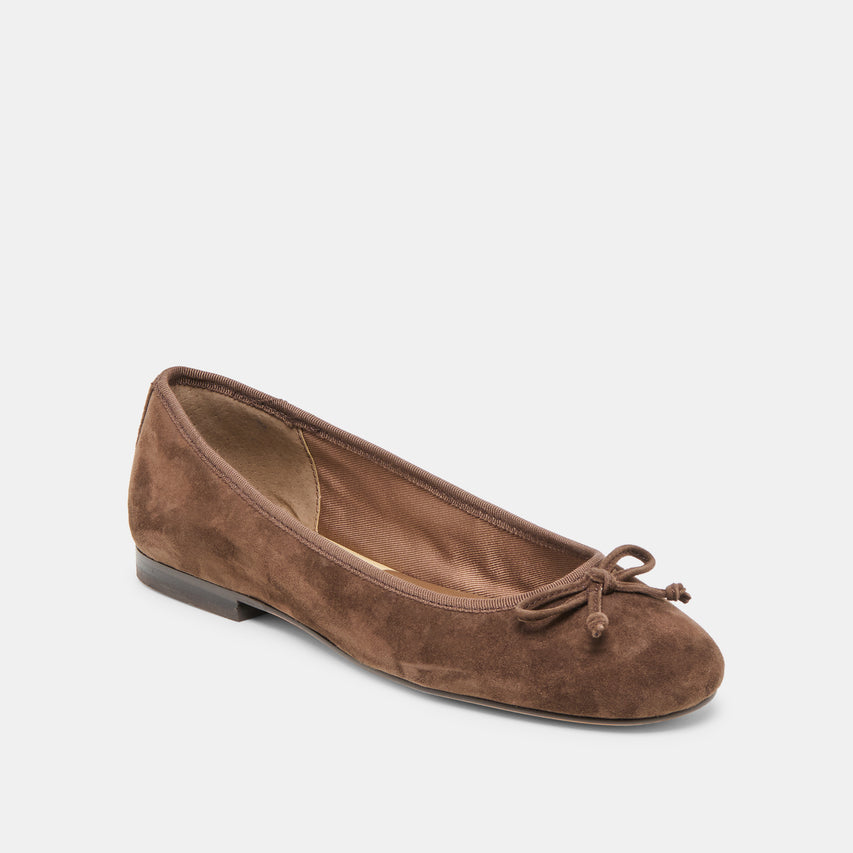 RITLA WIDE BALLET FLATS DK BROWN SUEDE