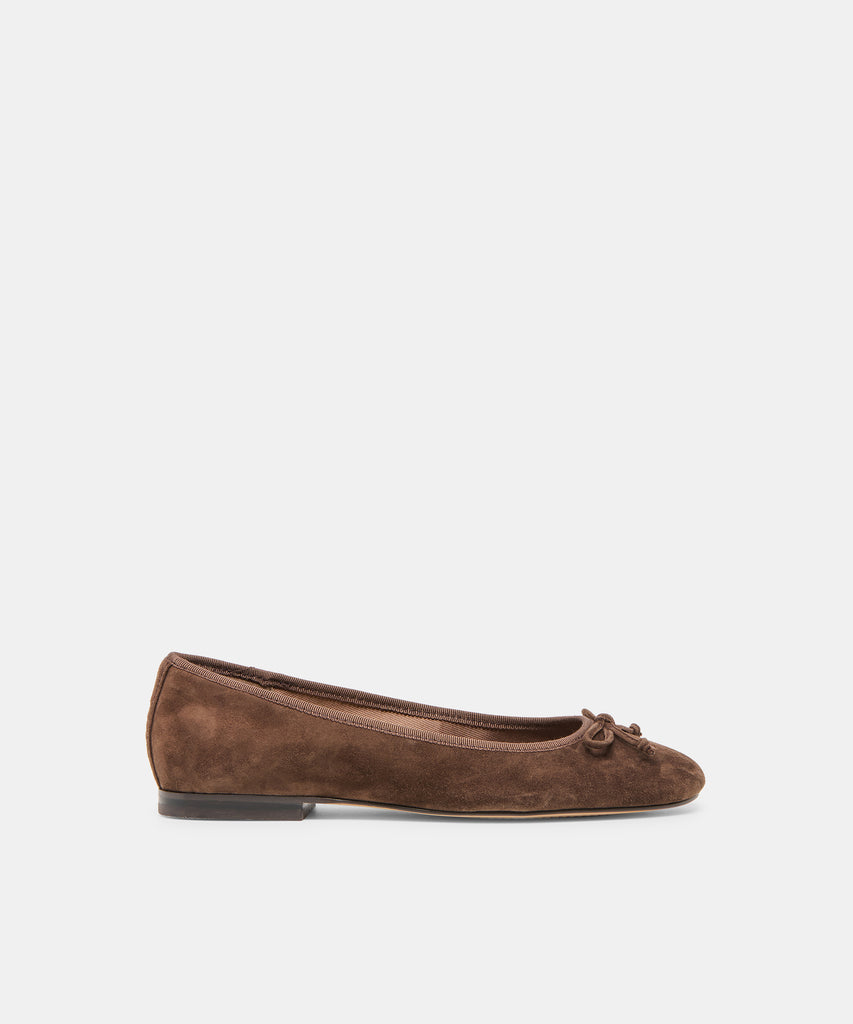 Ritla Wide Dk Brown Suede Ballet Flats | Dolce Vita