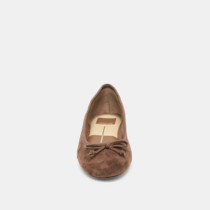RITLA WIDE BALLET FLATS DK BROWN SUEDE