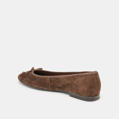 RITLA WIDE BALLET FLATS DK BROWN SUEDE