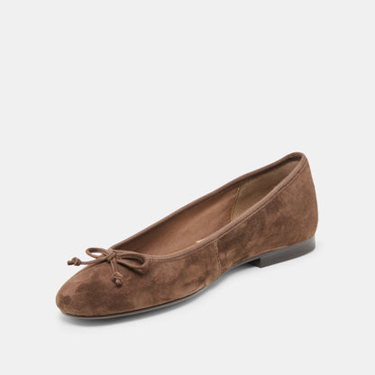 RITLA WIDE BALLET FLATS DK BROWN SUEDE