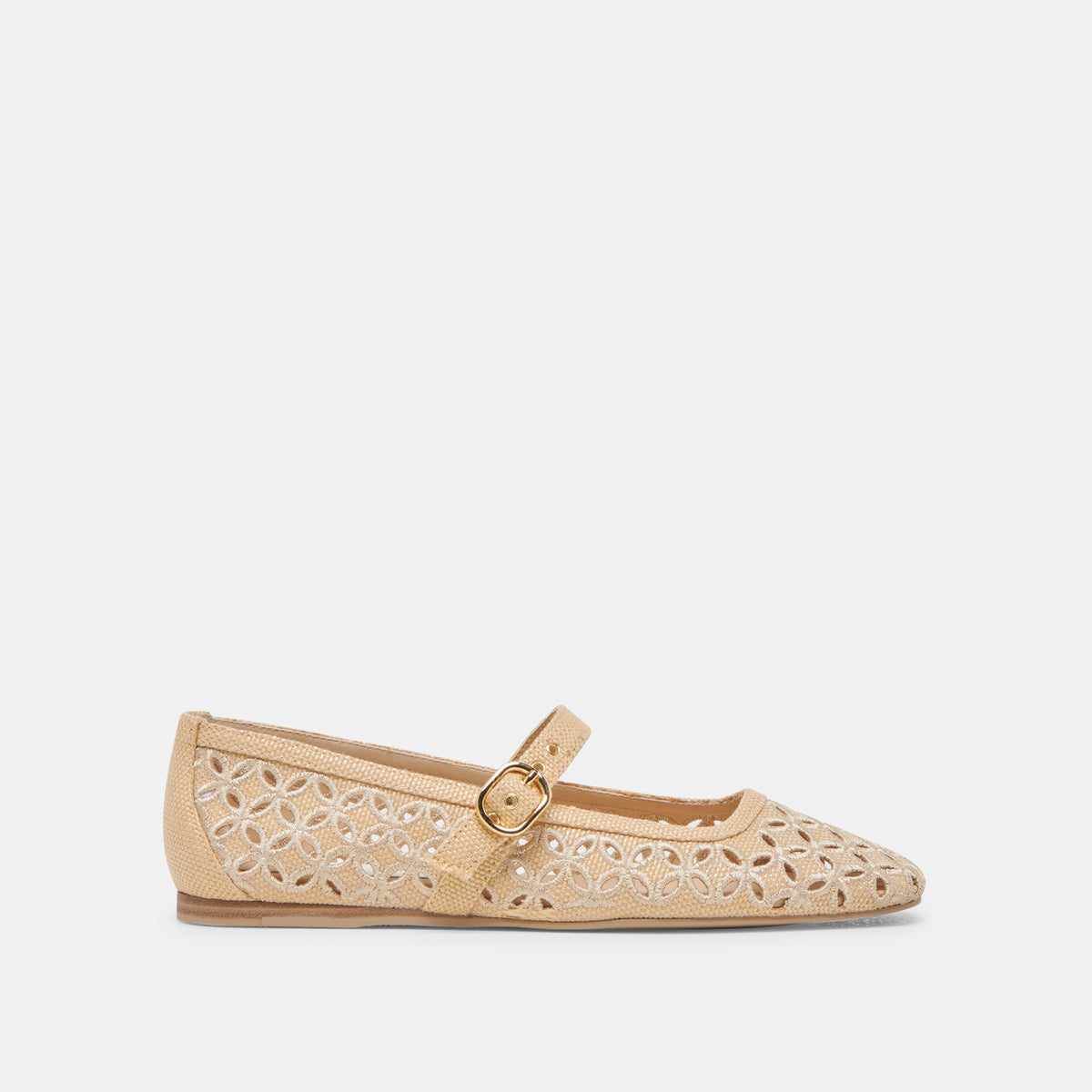 RODNI EYELET PERF BALLET FLATS LT WOVEN RAFFIA