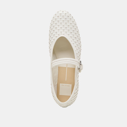 ROSLYN WOVEN BALLET FLATS TRUE WHITE WOVEN LEATHER