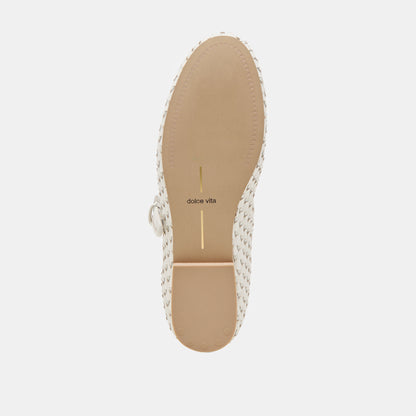 ROSLYN WOVEN BALLET FLATS TRUE WHITE WOVEN LEATHER