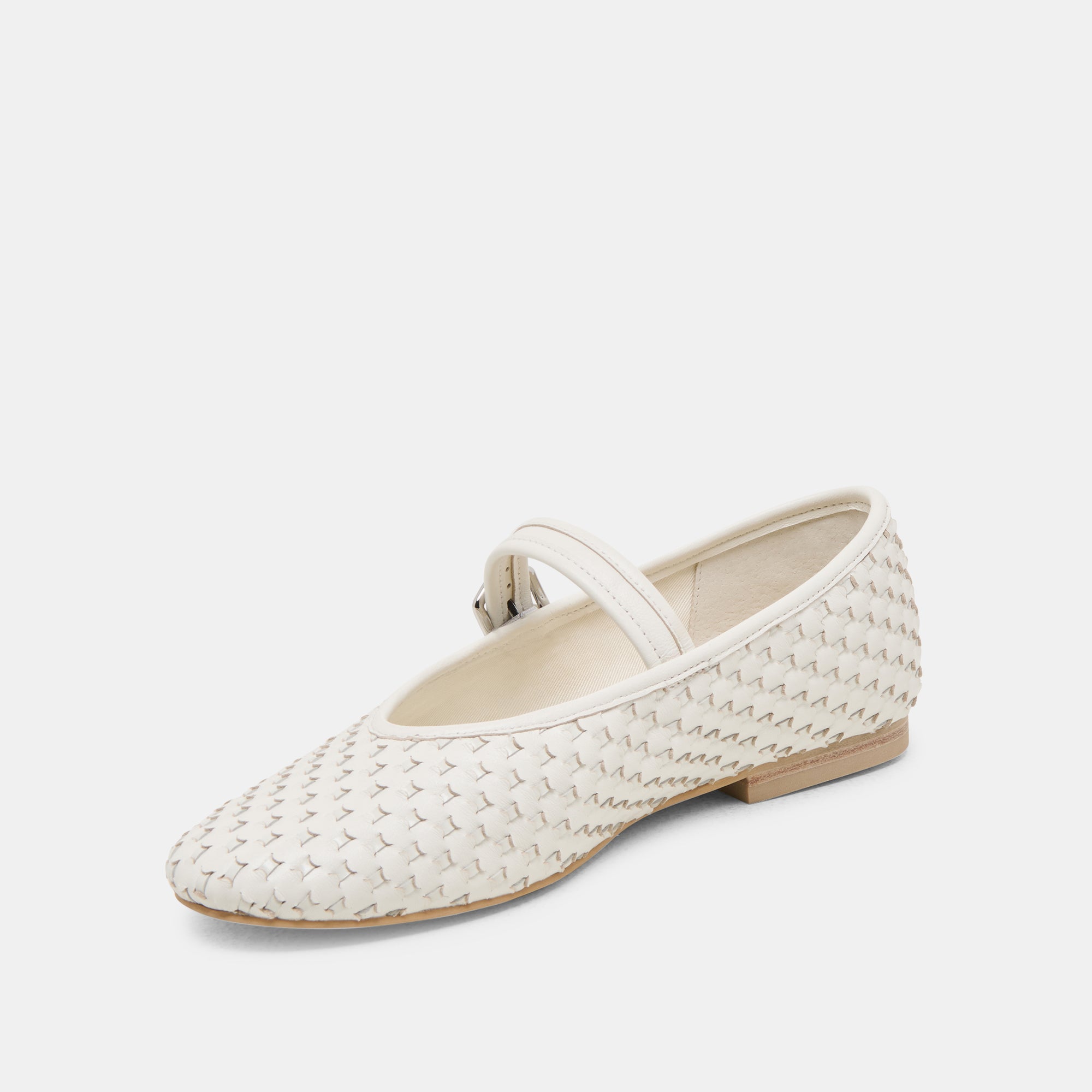 ROSLYN WOVEN BALLET FLATS TRUE WHITE WOVEN LEATHER