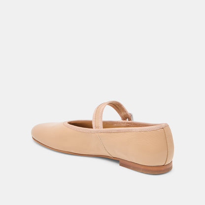 ROSLYN BALLET FLATS LIGHT TAN LEATHER