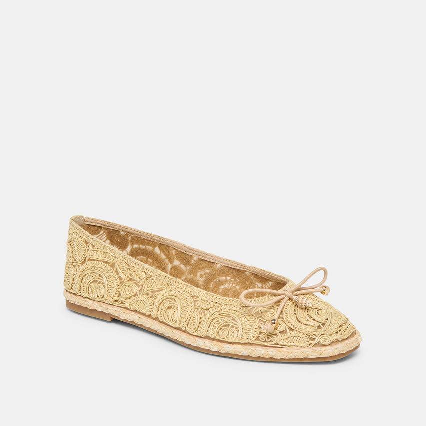 TIANNA BALLET FLATS LT NATURAL RAFFIA LACE