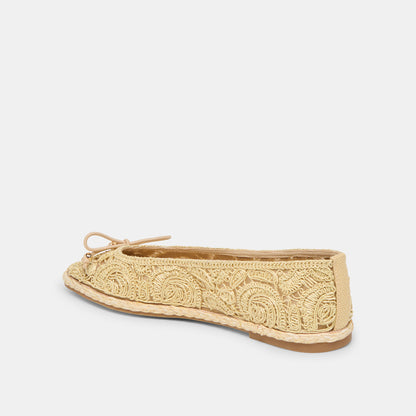 TIANNA BALLET FLATS LT NATURAL RAFFIA LACE