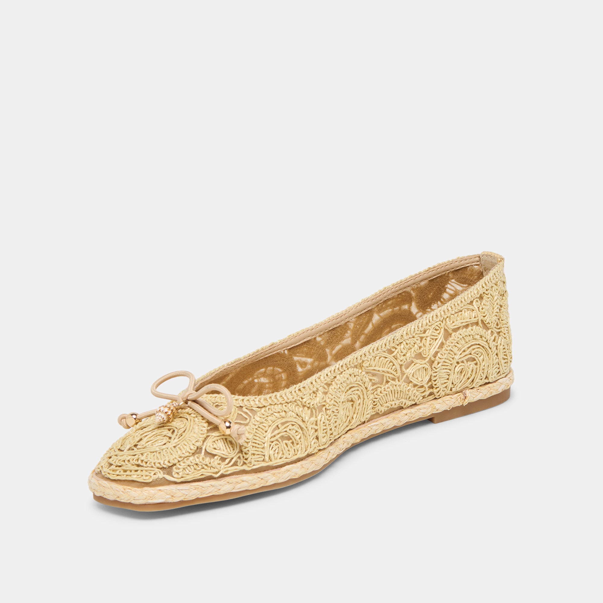 TIANNA BALLET FLATS LT NATURAL RAFFIA LACE
