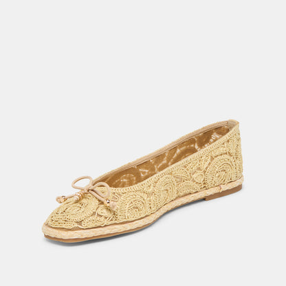 TIANNA BALLET FLATS LT NATURAL RAFFIA LACE