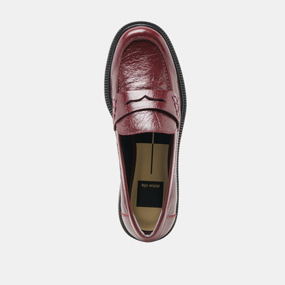 TIGGY LOAFERS OXBLOOD CRINKLE PATENT