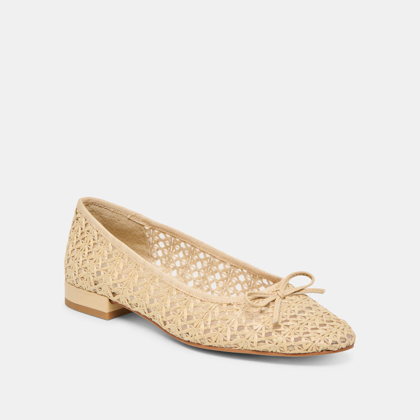 ULICIA BALLET FLATS LT NATURAL CROSS HATCH RAFFIA