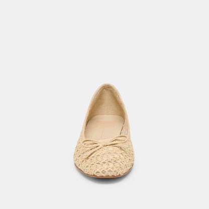 ULICIA BALLET FLATS LT NATURAL CROSS HATCH RAFFIA